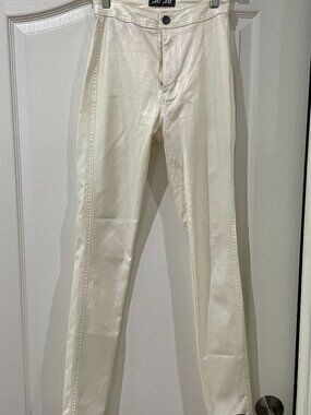JC & JQ Jeans Cream Metallic Coated Disco Pants